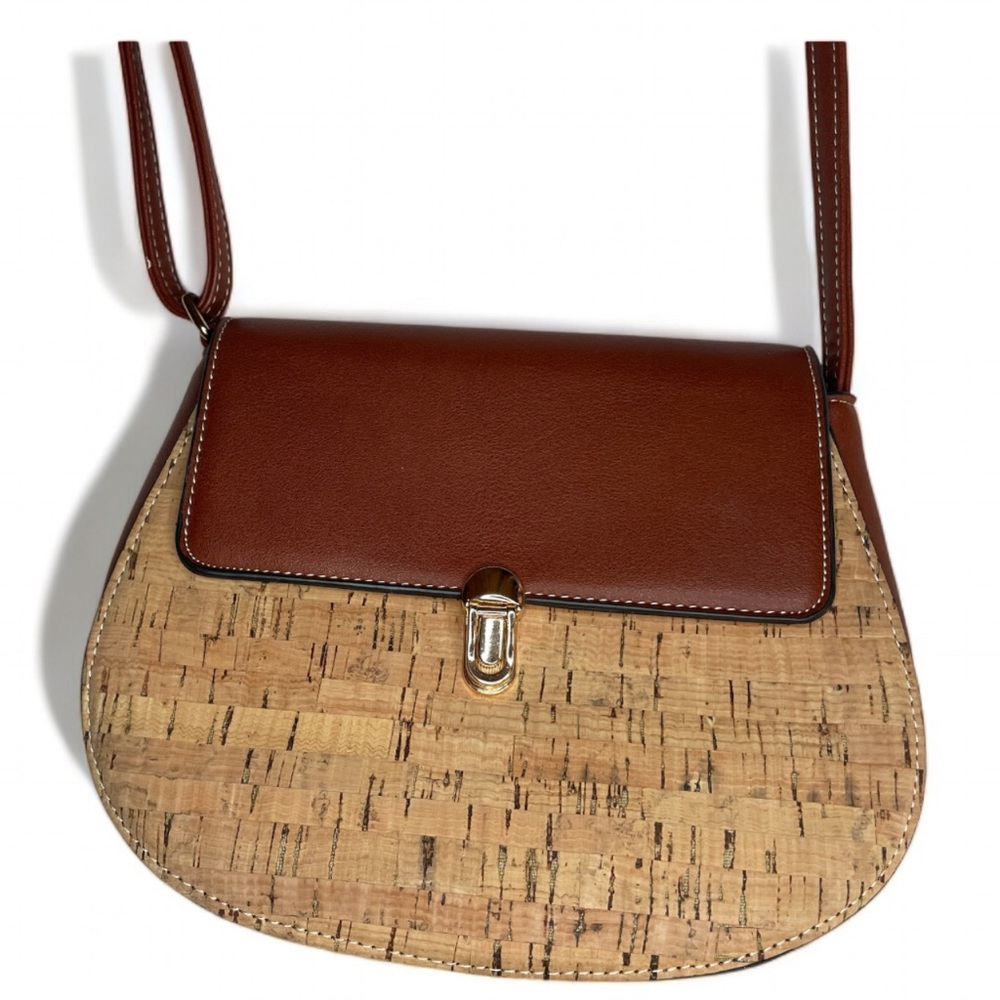 Cork fabric crossbody bag